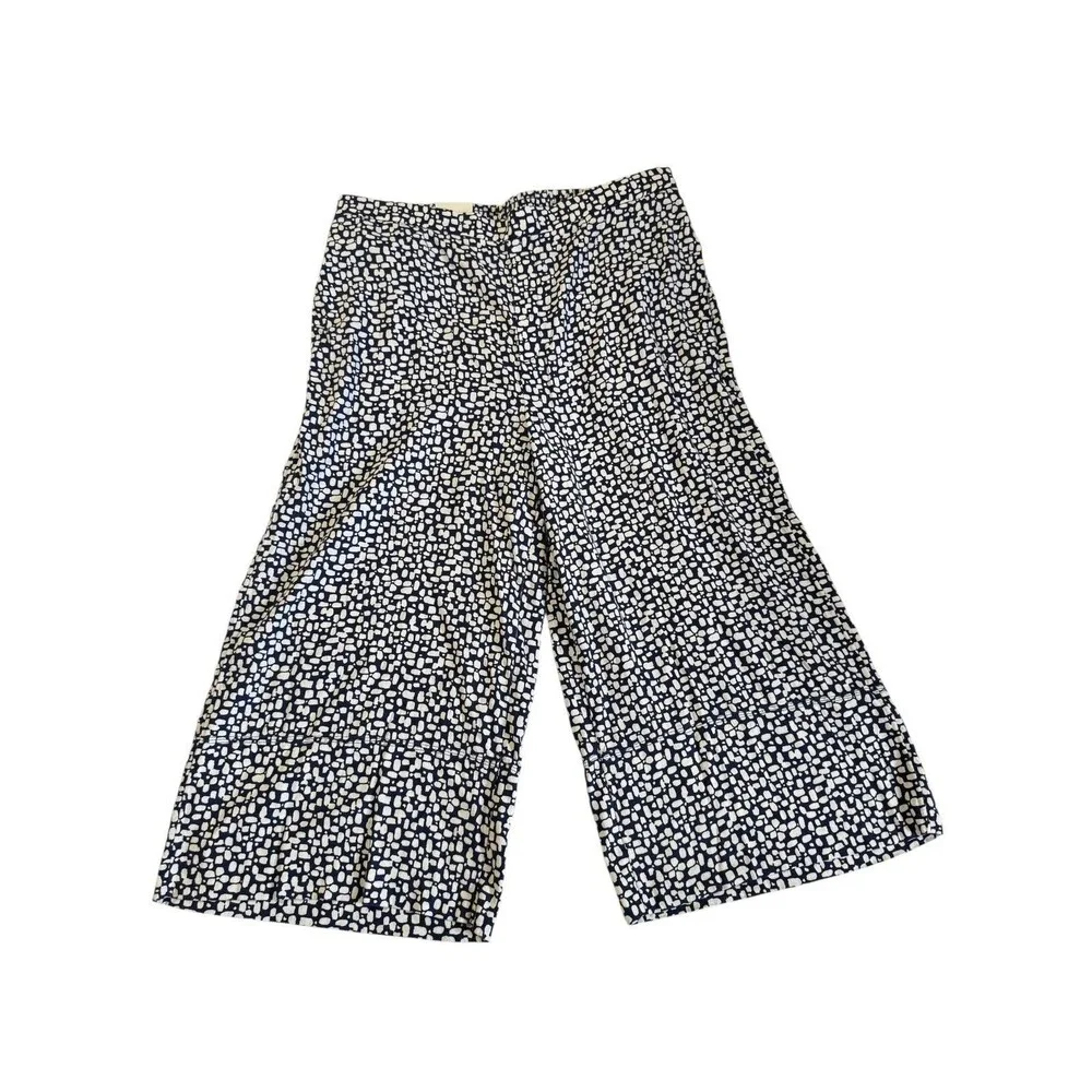 BANANA REPUBLIC Sz XL Wide-Leg High-Rise Linen Blend Pant Pull-On Cropped Pocket